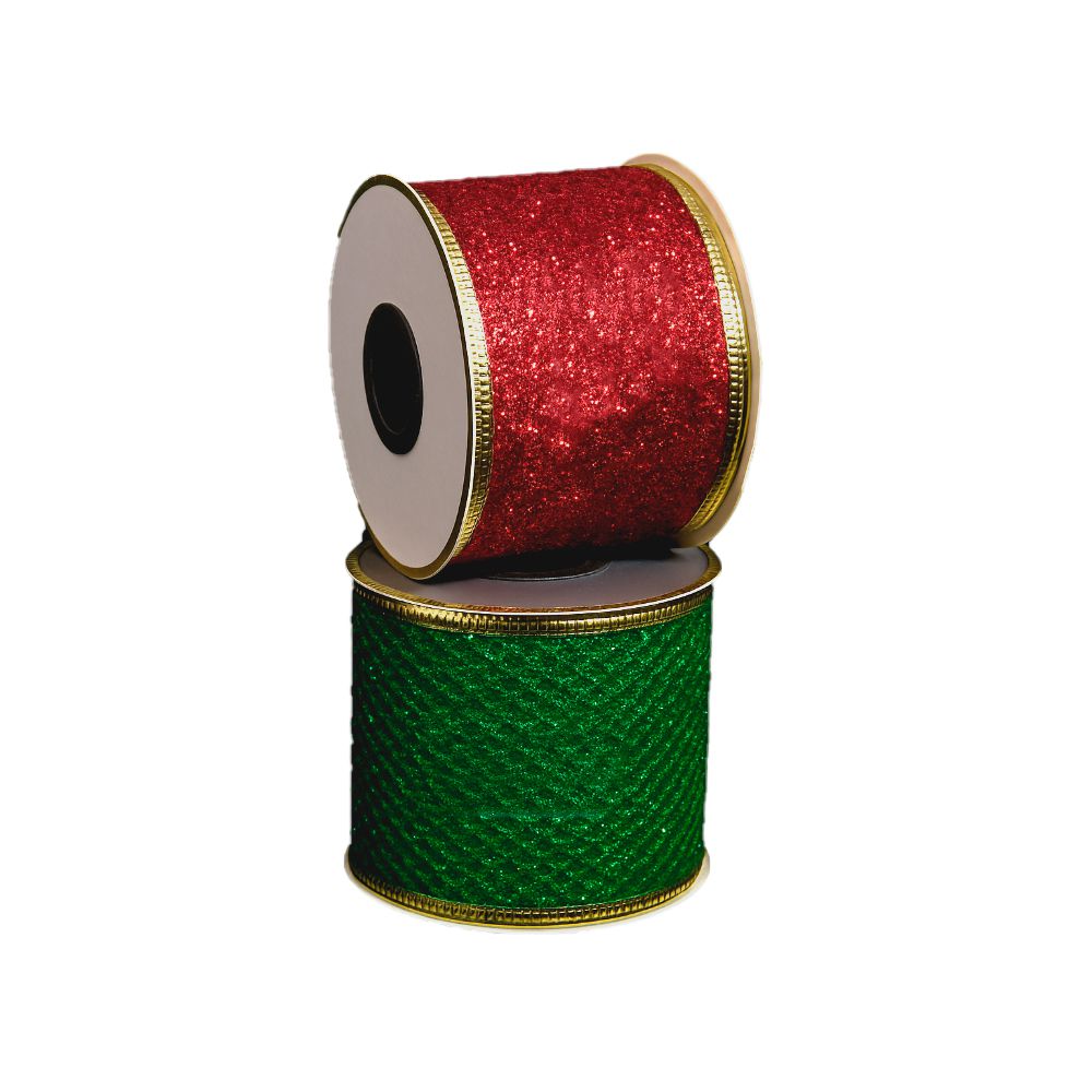 CINTA DECORATIVA NAVIDEÑA MALLA CON LENTEJAS 98921