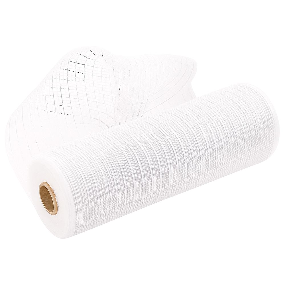 CINTA DECORATIVA NAVIDEÑA BLANCA 15CM X 10YDAS MALLA REF-S-09