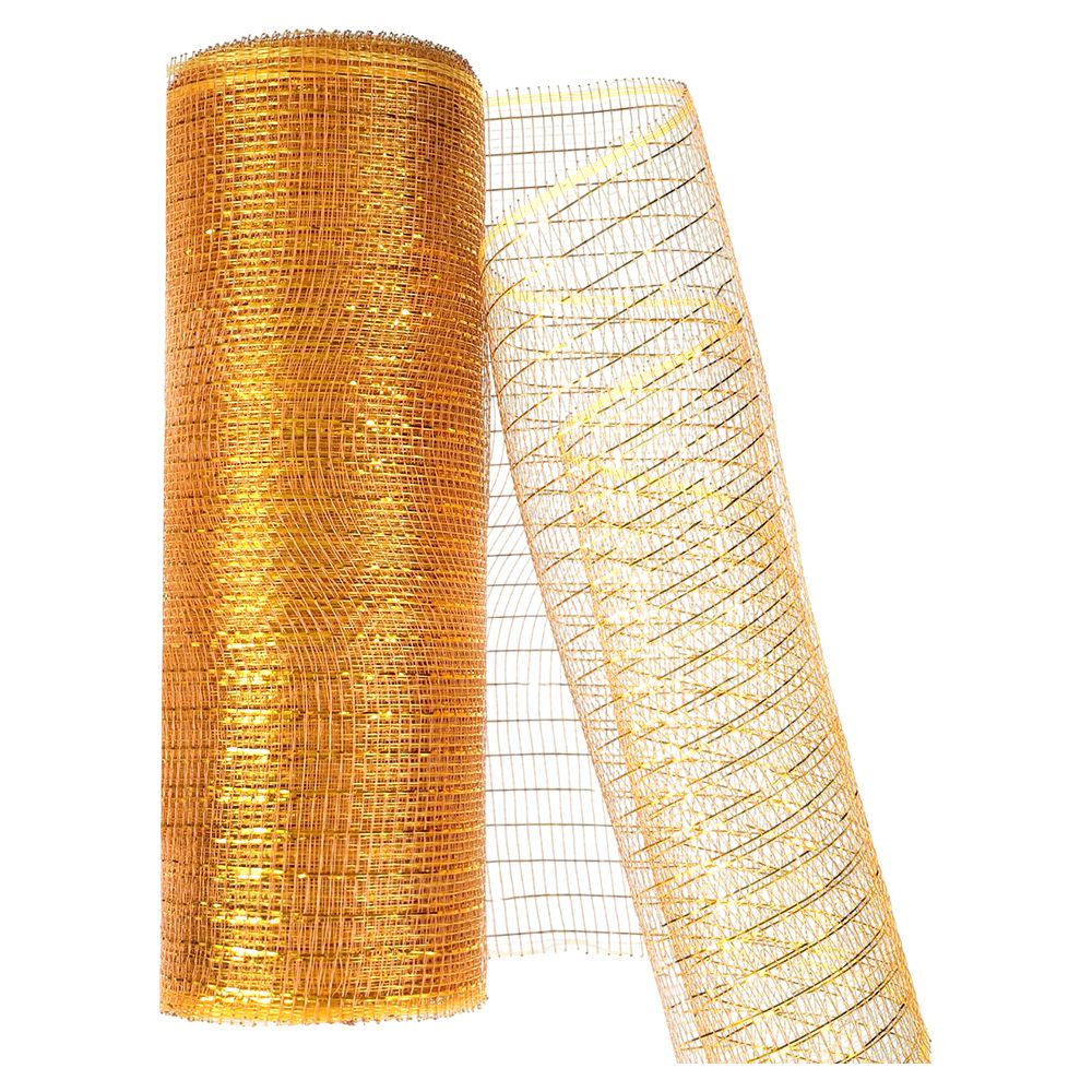 CINTA DECORATIVA NAVIDEÑA DORADA 15CM X 10YDAS MALLA REF-S-15