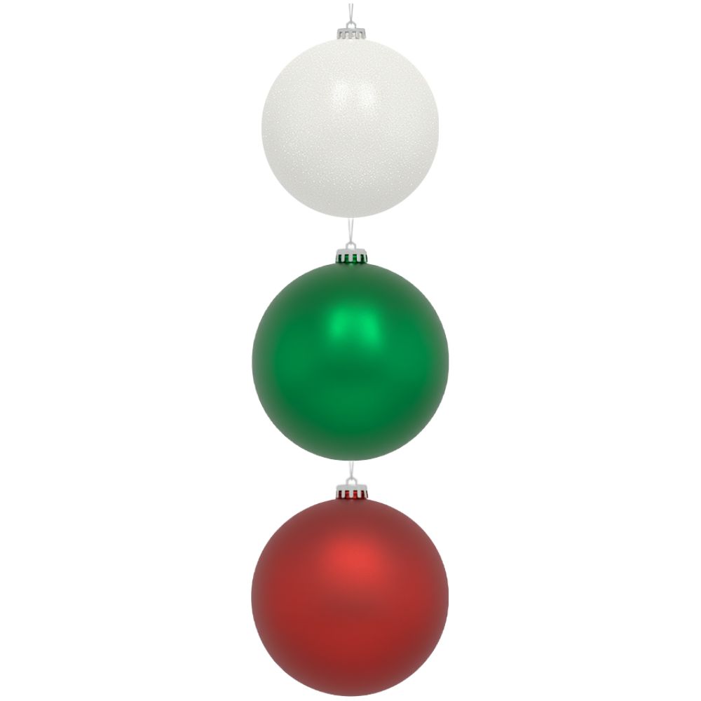 BOLAS NAVIDEÑAS TRICOLOR (BLANCO - ROJO - VERDE) 60MM SET 12PCS XMB-469