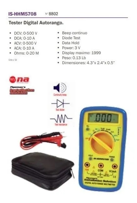 MULTIMETRO DIGITAL IS-HHM5708 (DESC)