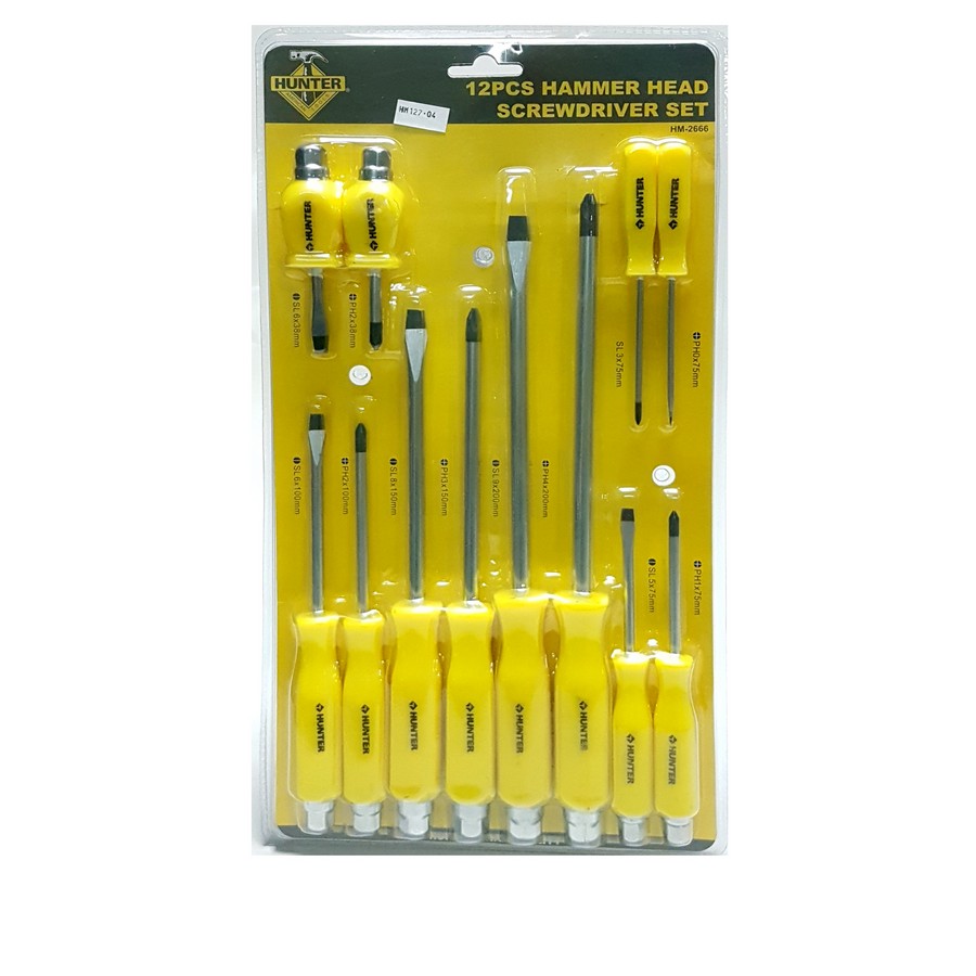 JGO. DESTORNILLADORES GOLPEO 12 PCS HM-2666 / DEG12SU