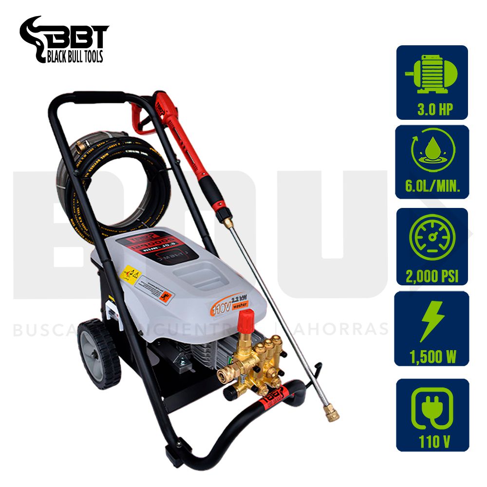 LAVADORA PRESION ELECT. 3HP 2000PSI 110V 4GPM BBT LT-16MC