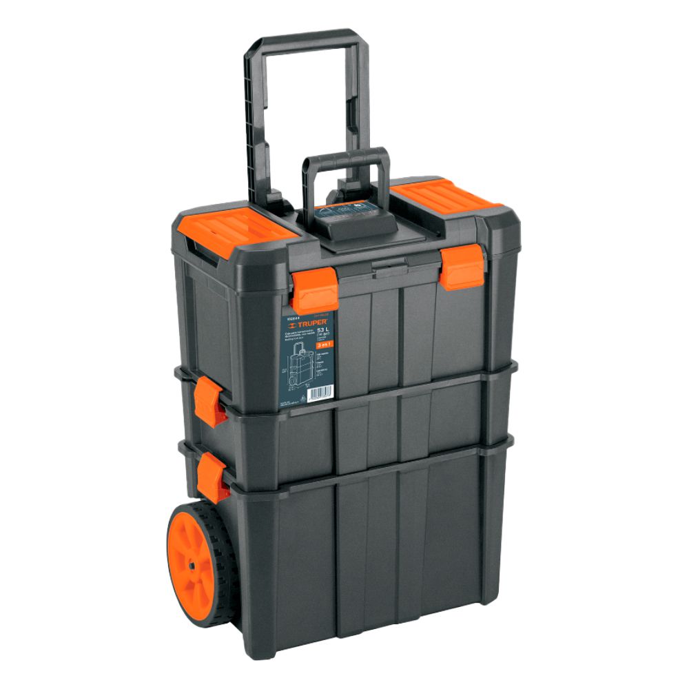 CAJA HERRAMIENTA PLASTICA TRUPER C/LLANTAS 14GAL 19X25PULG 102644