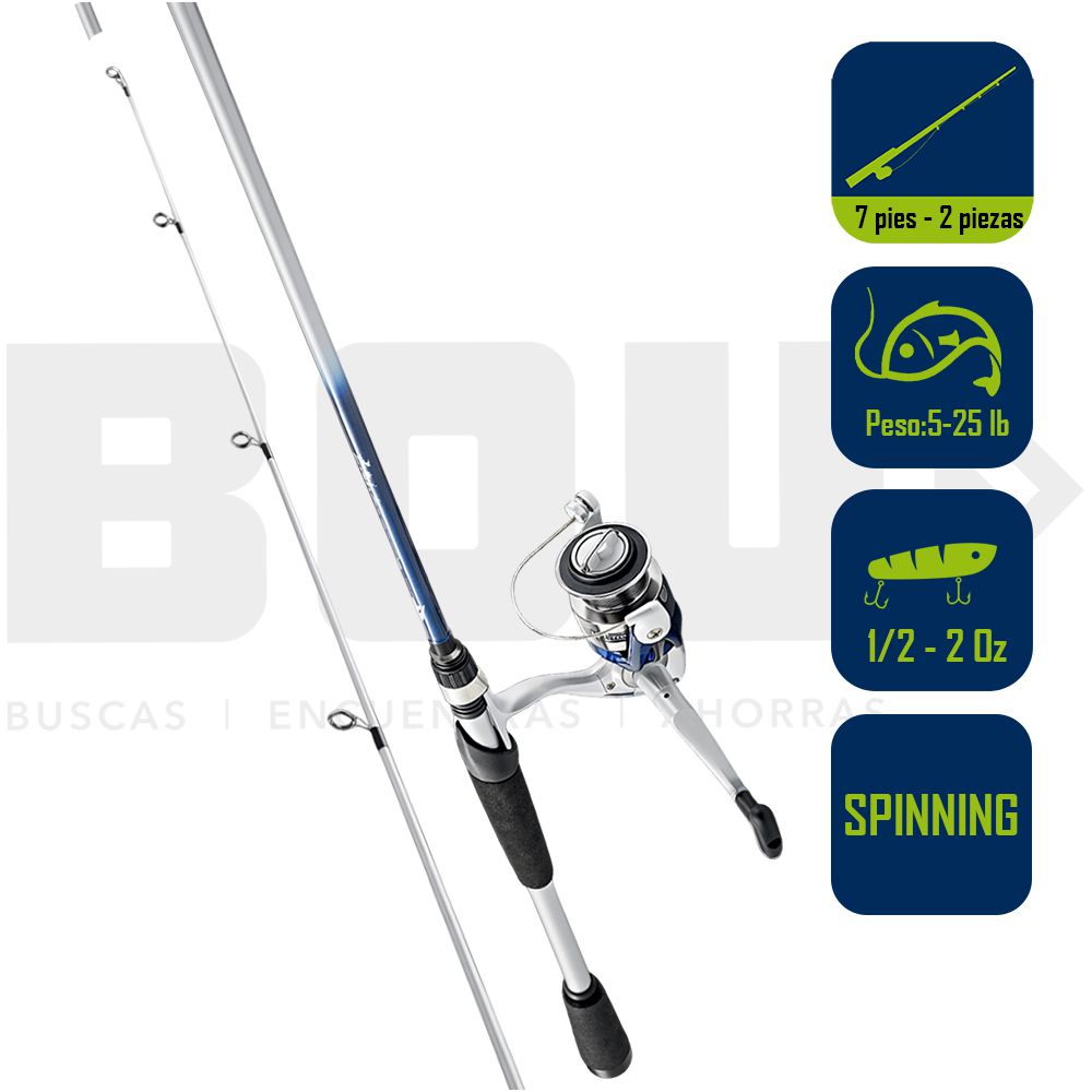 CAÑA PESCA  CON CARRETE  SPINNING SOUTH BEND 7 PIES TS240/702MHS