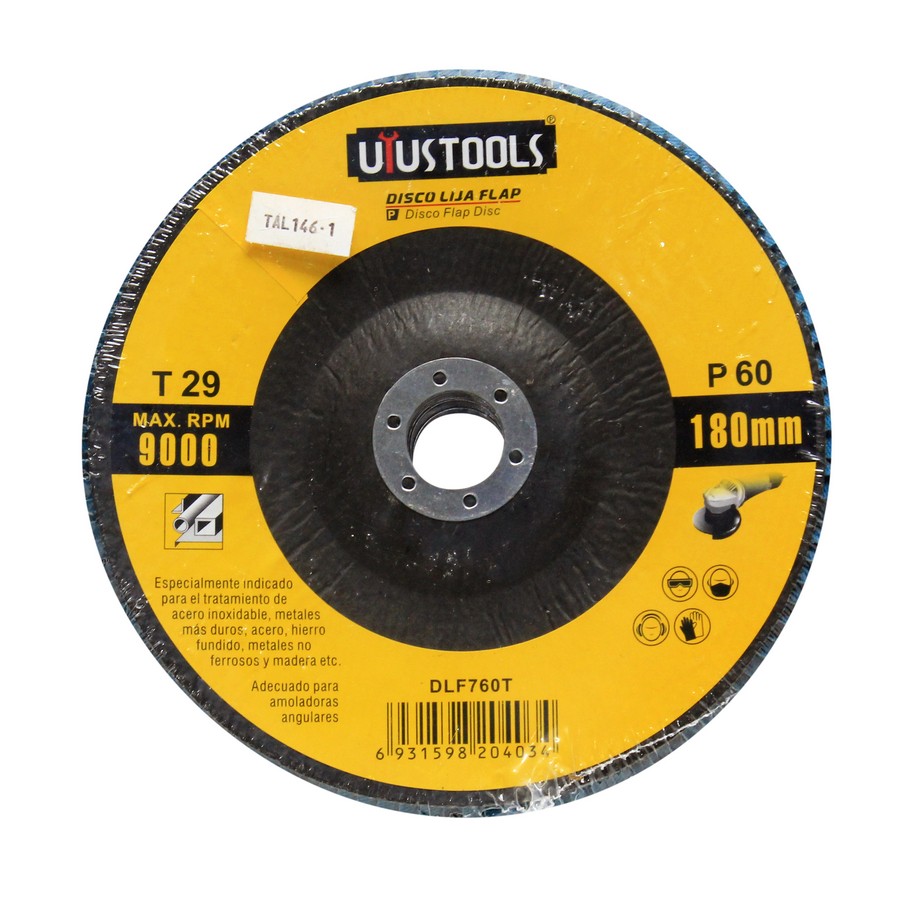 DISCO LAMINADO METAL 7 1/4 PULG X 7/8 GRANO 60 DLF760T