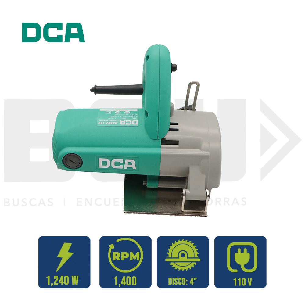 CORTADORA CONCRETO CERAMICA MARMOL ELECT. DCA 4PULG 1240W AZE02-110