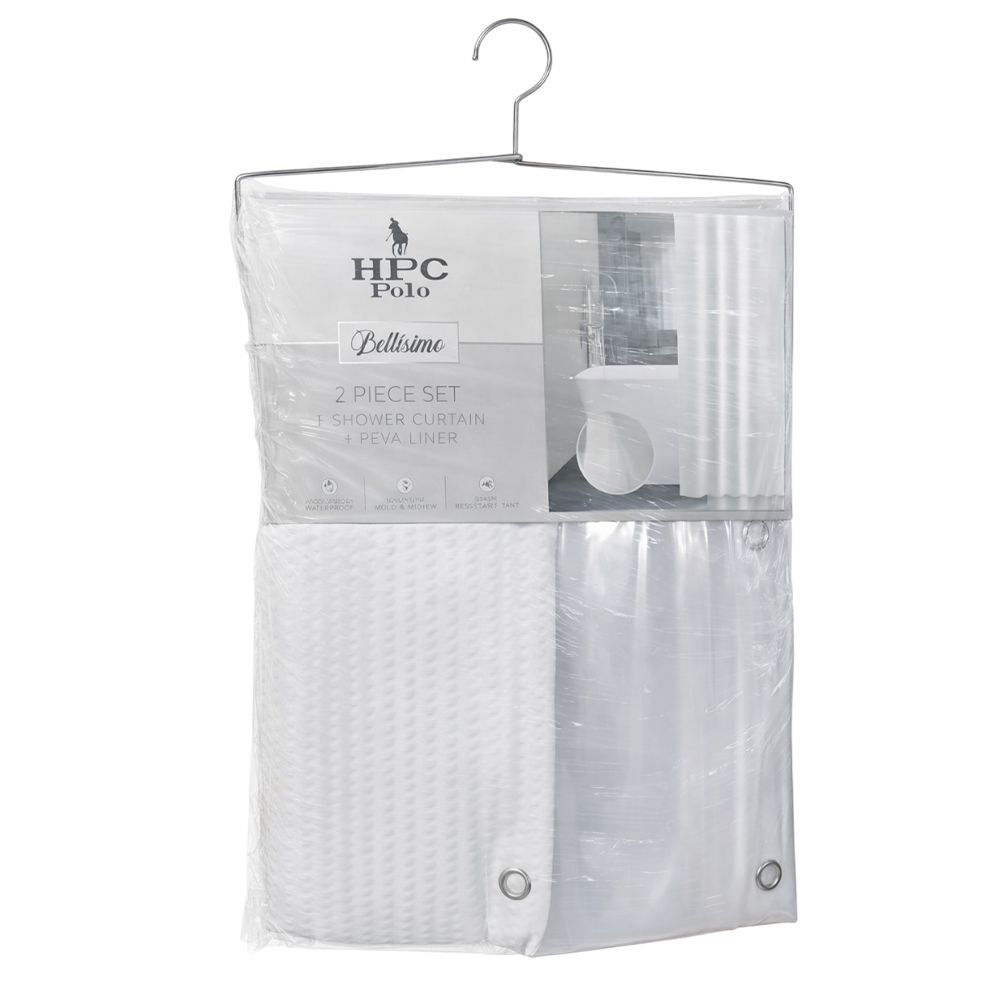 CORTINA P/BAÑO BLANCA 70X72PUL 2PCS HCP-5252