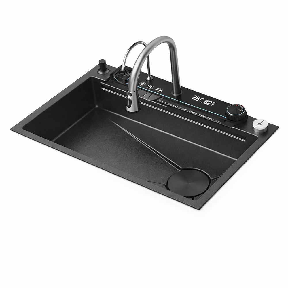 SET FREGADERO TODO EN UNO 75X45CM GRIS METALIZADO AQUAFINA A-7545SET-M