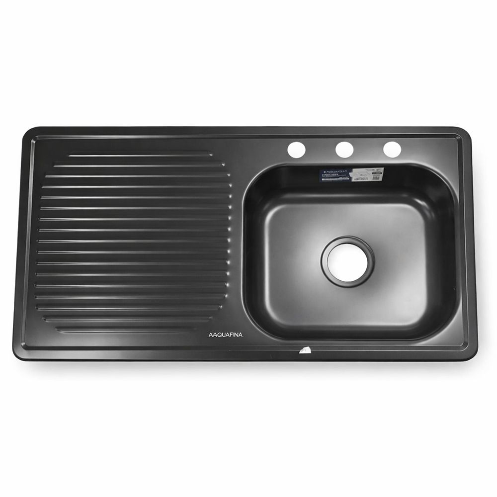 FREGADERO ACERO INOX. NEGRO MATE IZQ. 1X0.50MTS AQUAFINA A-SINK4020L-BK