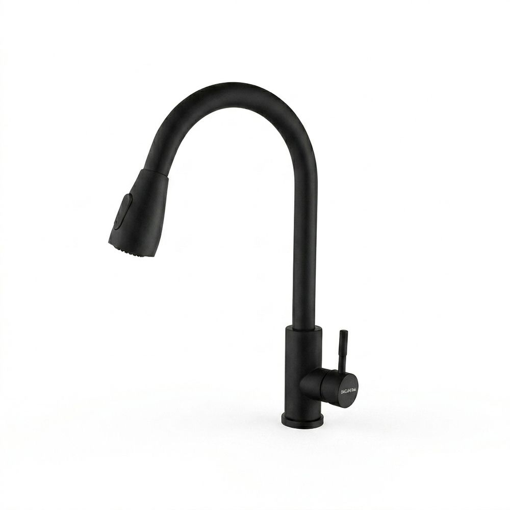 LLAVE PARA FREGADERO CABEZAL EXTRAIBLE NEGRO MATE AQUAFINA A-8301B