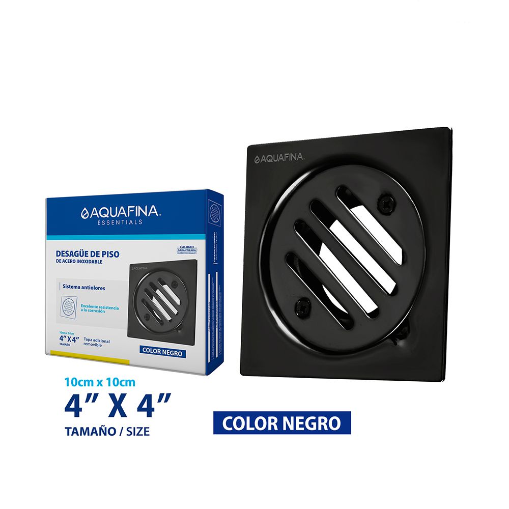 TAPON ACERO INOX. NEGRO MATE REDONDO 4 PULG AQUAFINA A-FD-S02B-BK
