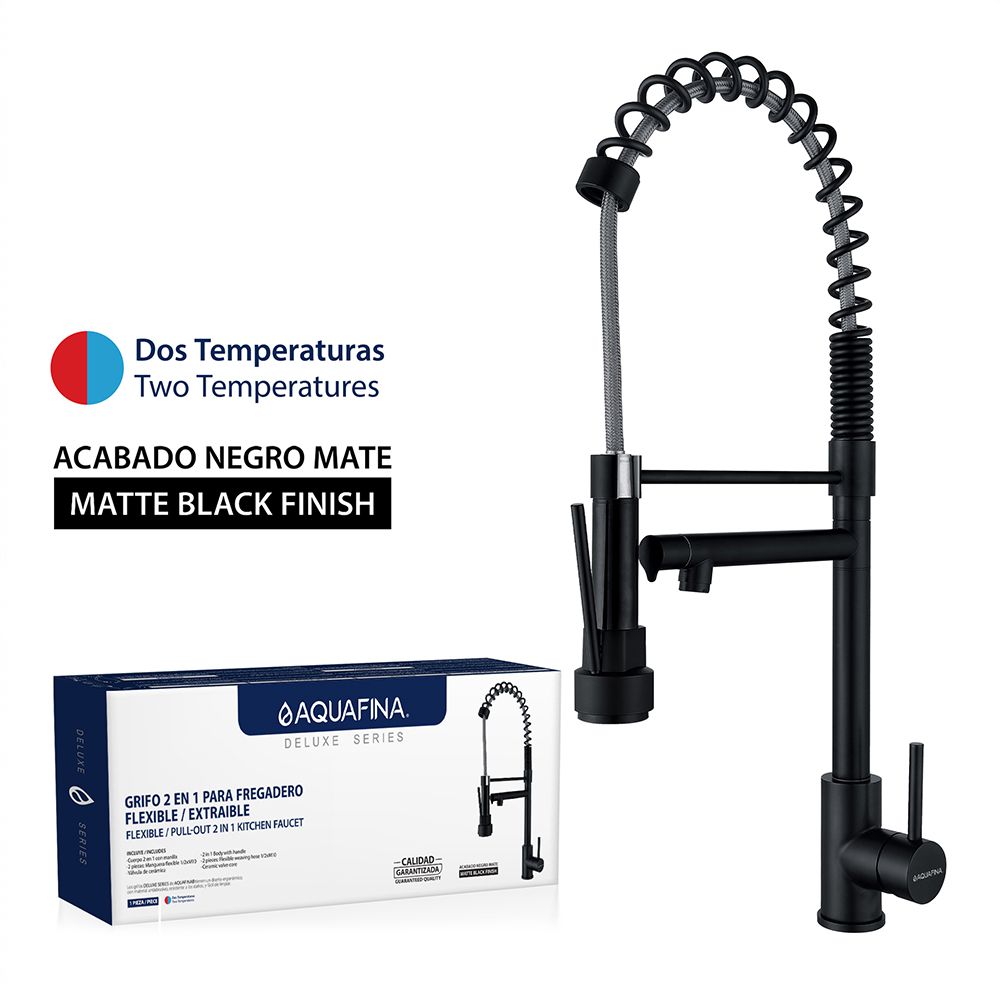 LLAVE PARA FREGADERO CABEZAL EXTRAIBLE/FLEXIBLE NEGRO MATE AQUAFINA A-4209B
