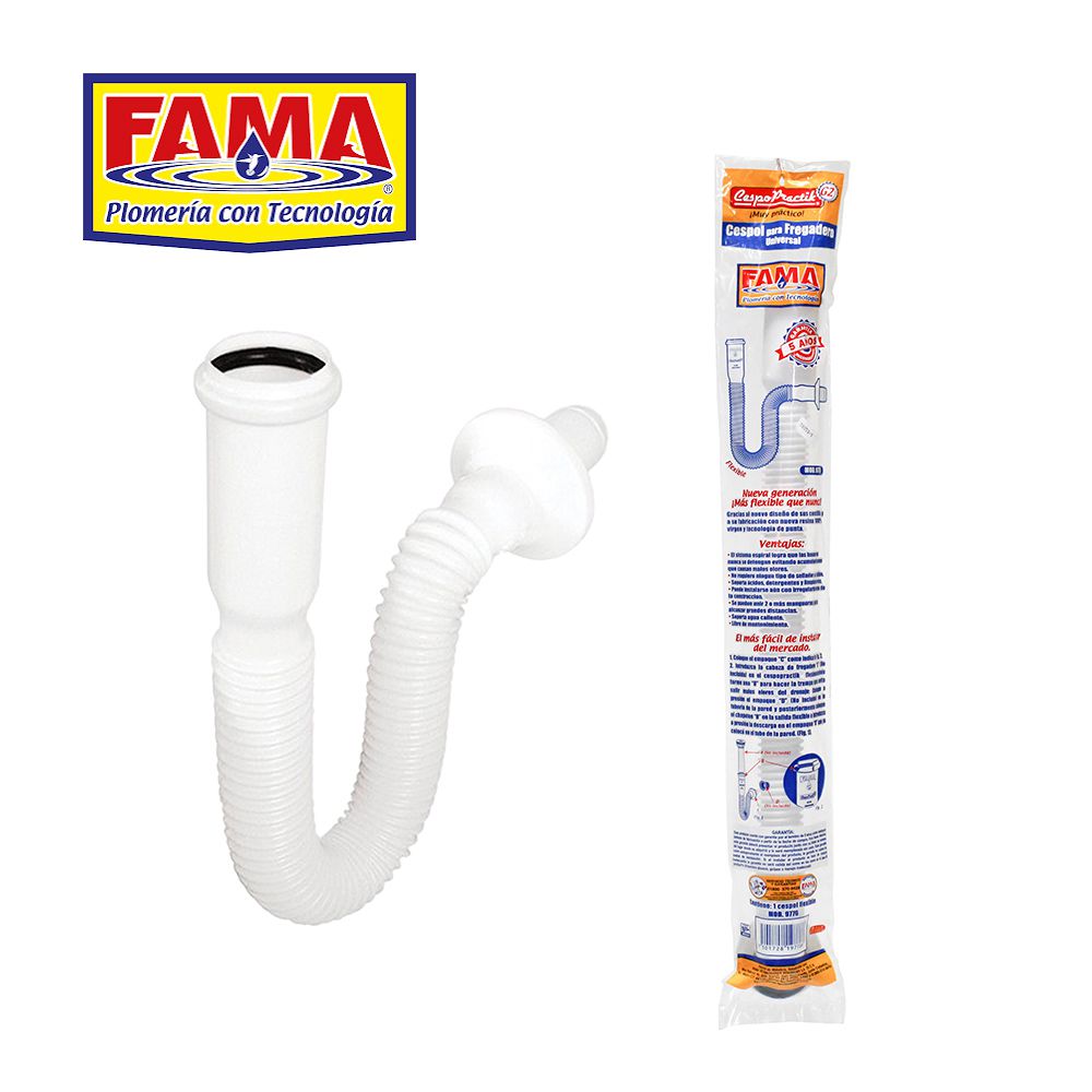 SIFON PVC FLEXIBLE PARA FREGADERO 1 1/2 PULG 49370 / 9776