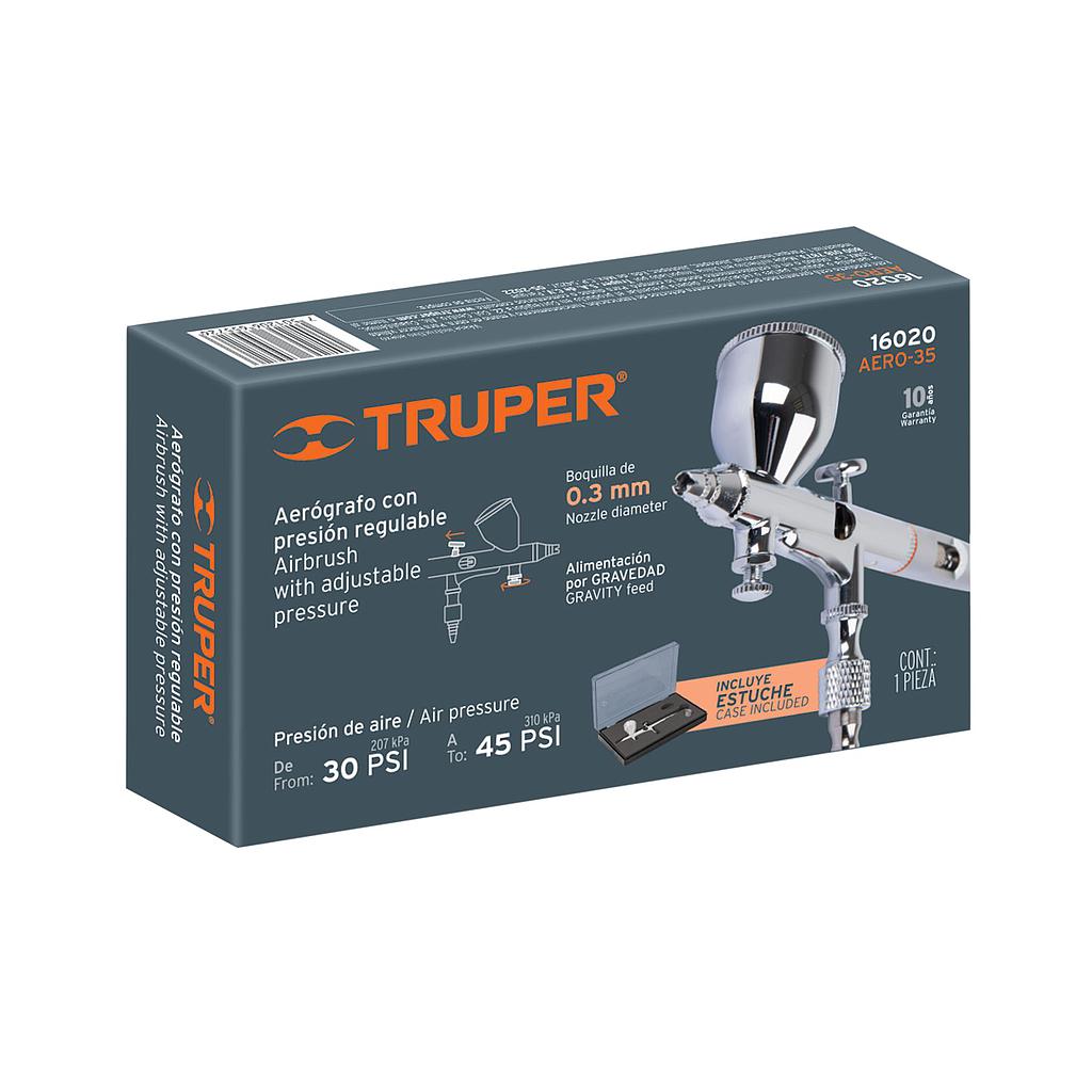 AEROGRAFO DE GRAVEDAD PRES. REG. PROFESIONAL 30-45PSI 7ML TRUPER 16020
