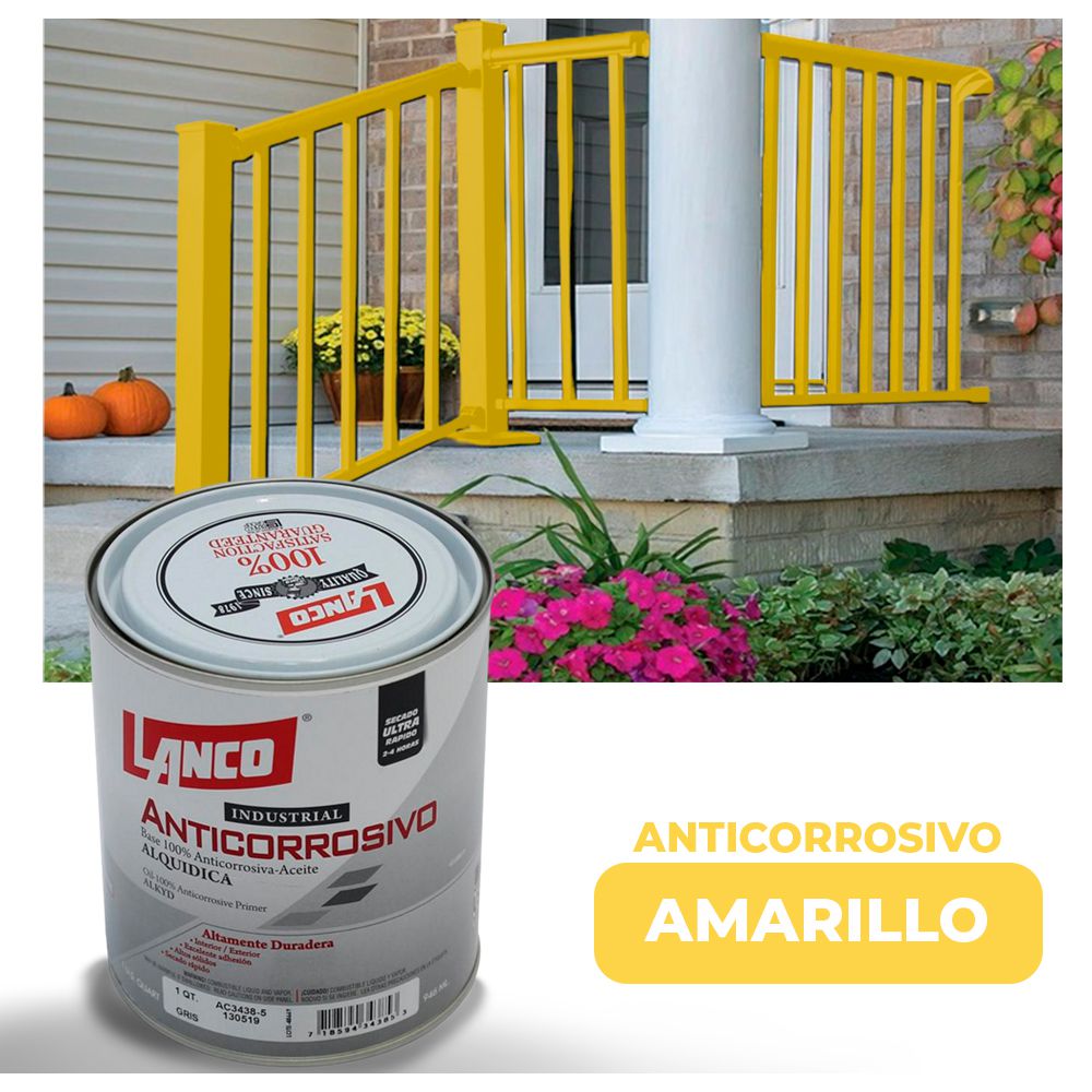 ANTICORROSIVO BRILLO INDUSTRIAL AMARILLO 1/4 LANCO