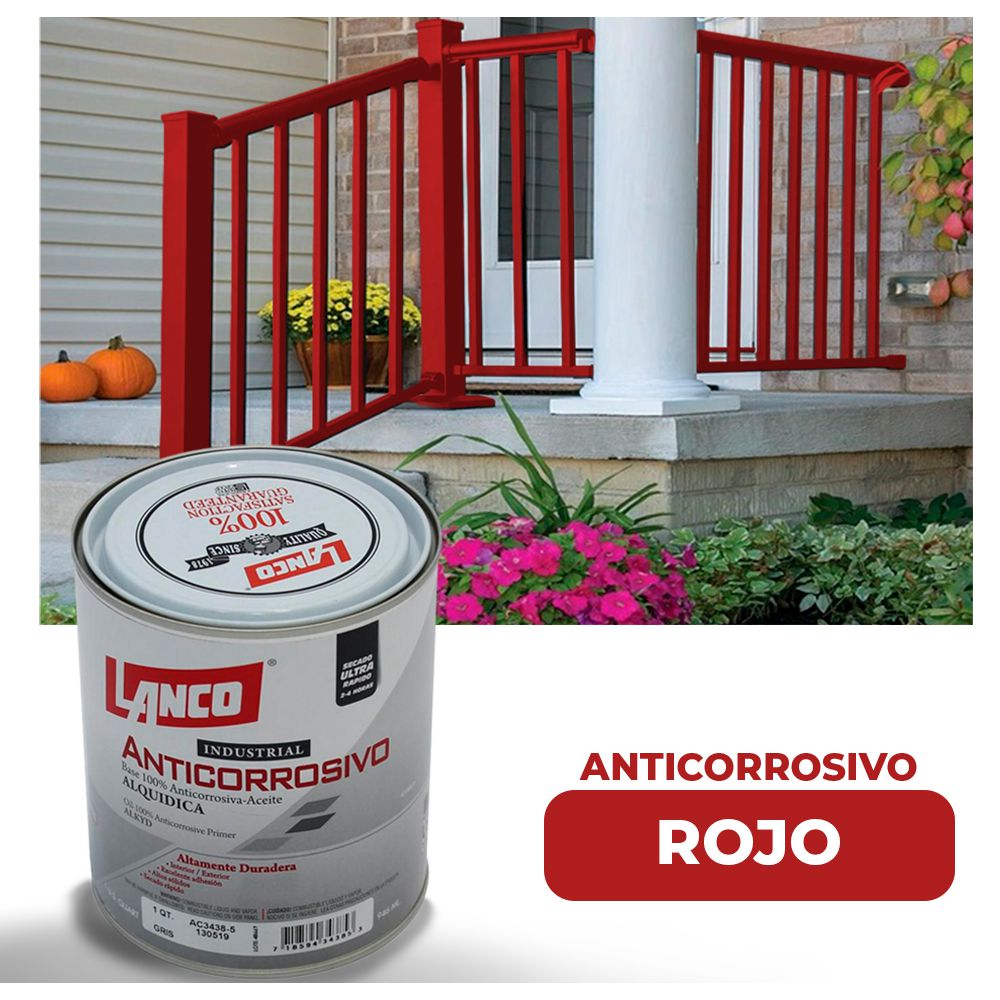 ANTICORROSIVO BRILLO INDUSTRIAL ROJO 1/4 LANCO