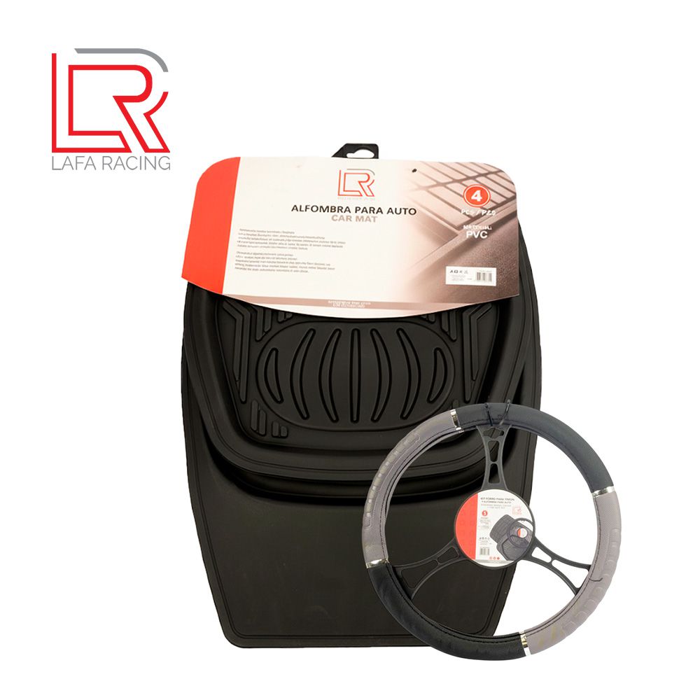 ALFOMBRA CAUCHO NEGRO 4PCS + FORRO PARA TIMON LF-16034-KIT