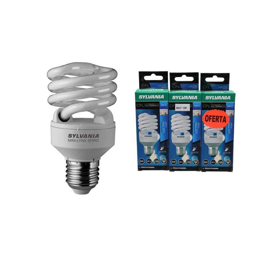 FOCO AHORRADOR 25W 120V E27 65K (3 PACK) SYLVANIA (DESC)