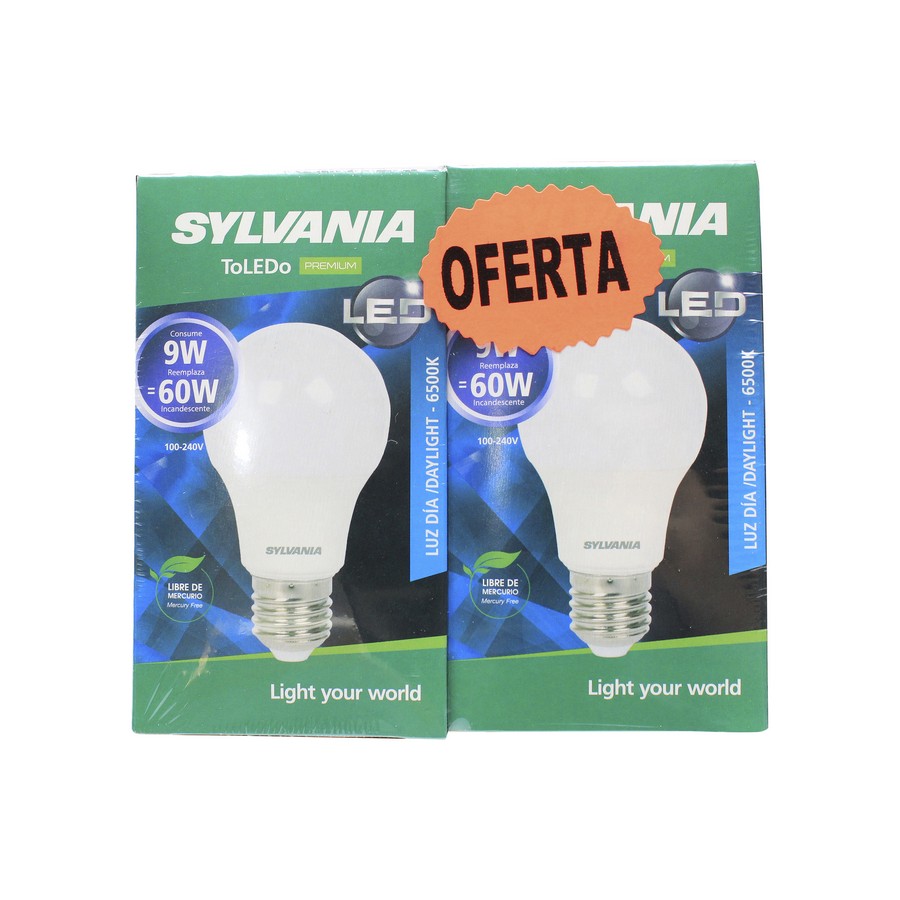 FOCO LED 9W 100-240V E27 65K (2 PACK) SYLVANIA P29405-40