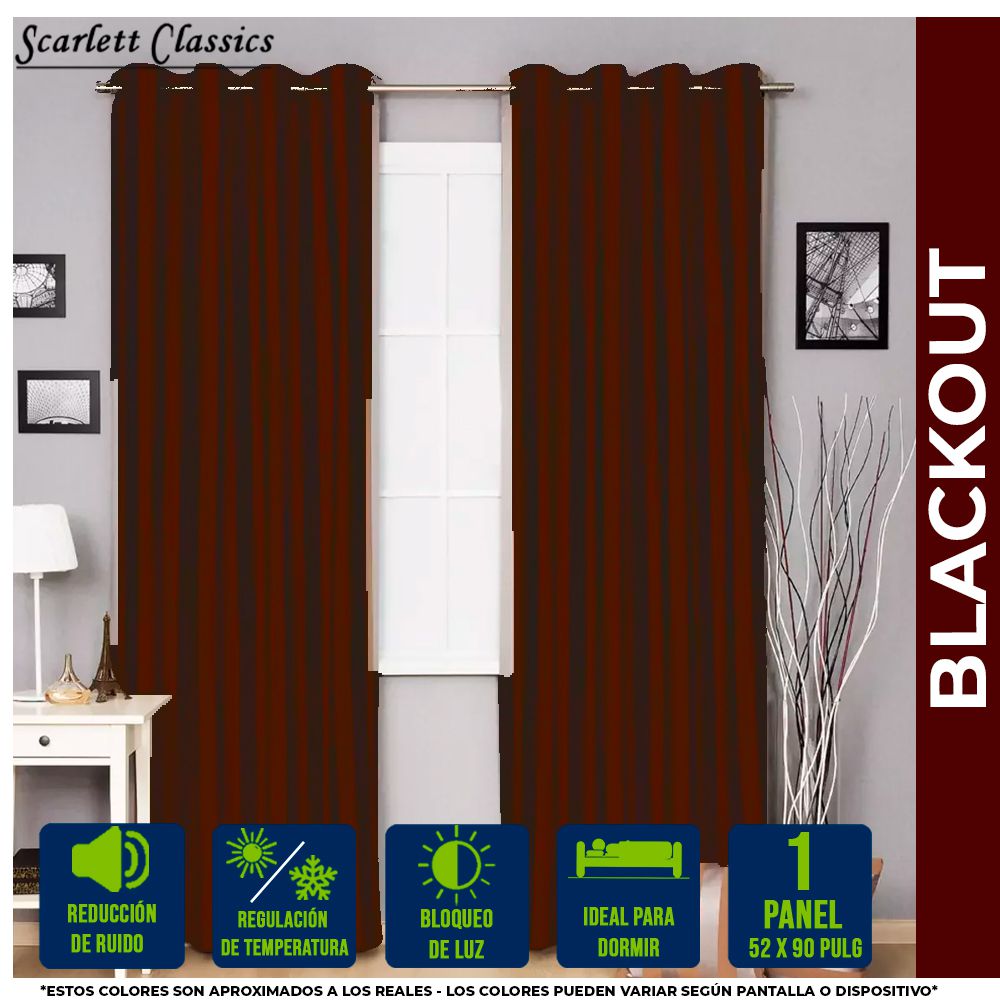 CORTINA PARA SALA BLACKOUT AMANDA 52 X 90 VINO NV-885