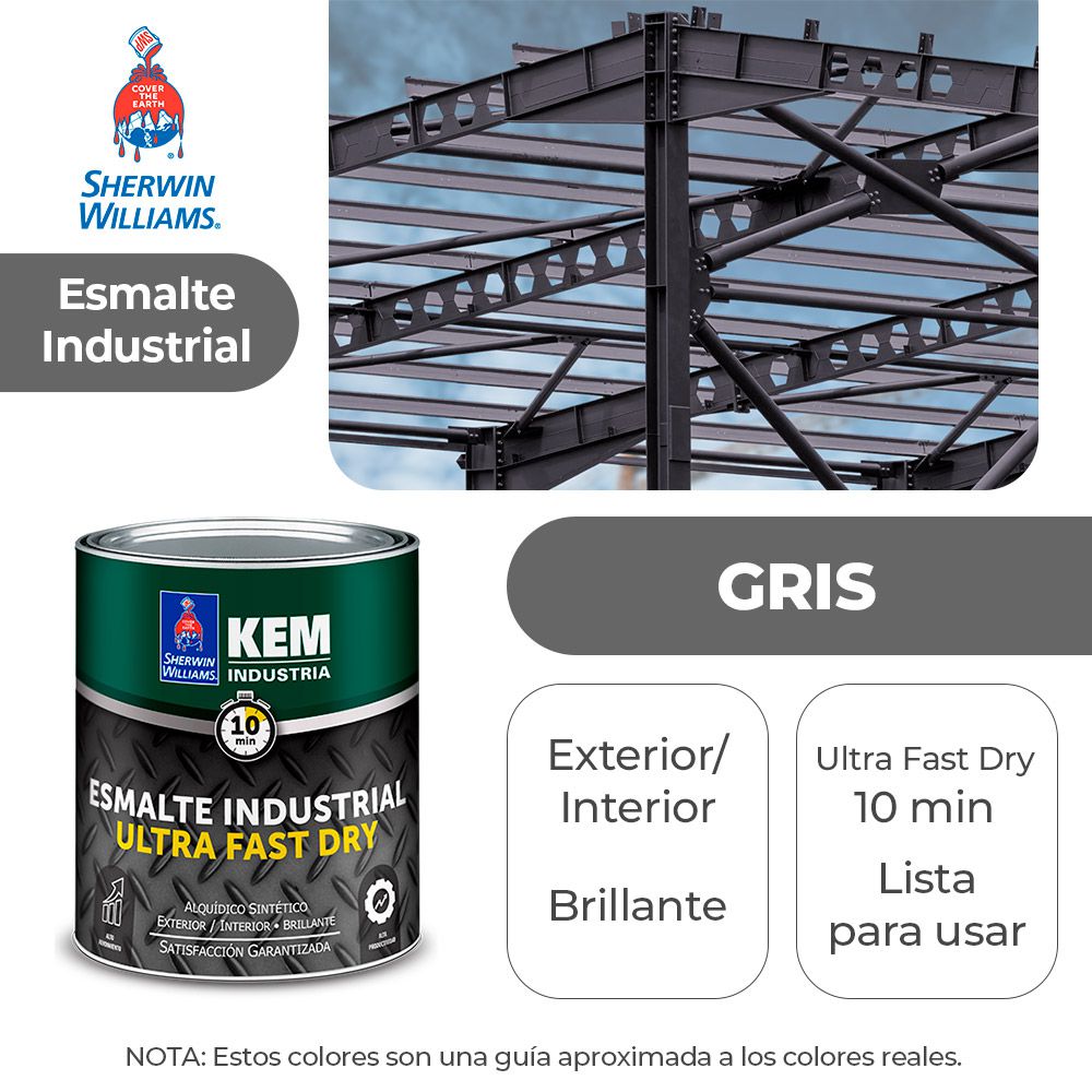ESMALTE INDUSTRIAL KEM FASTER DRY BRILLO GRIS GALON SHERWIN F85ASA2-1