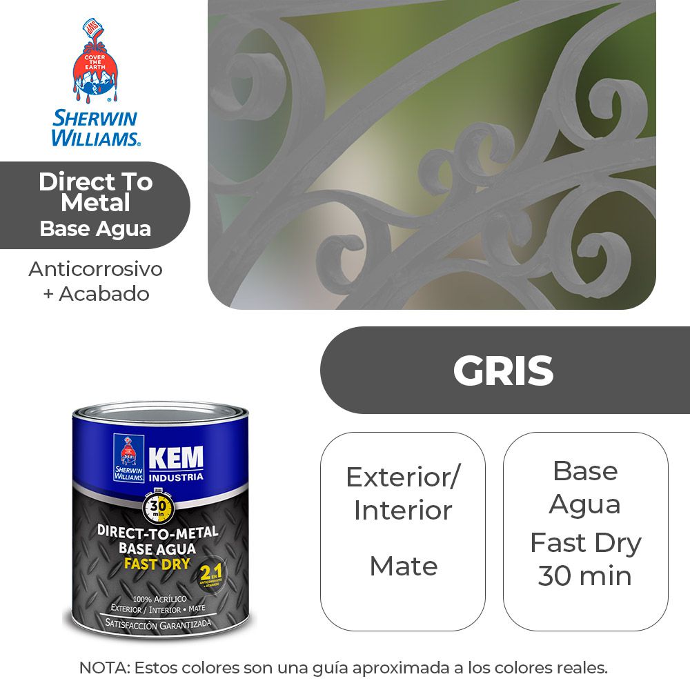 ANTICORROSIVO KEM BASE AGUA GRIS MATE (DTM) 1/4 SHERWIN B66ASA3-1/4