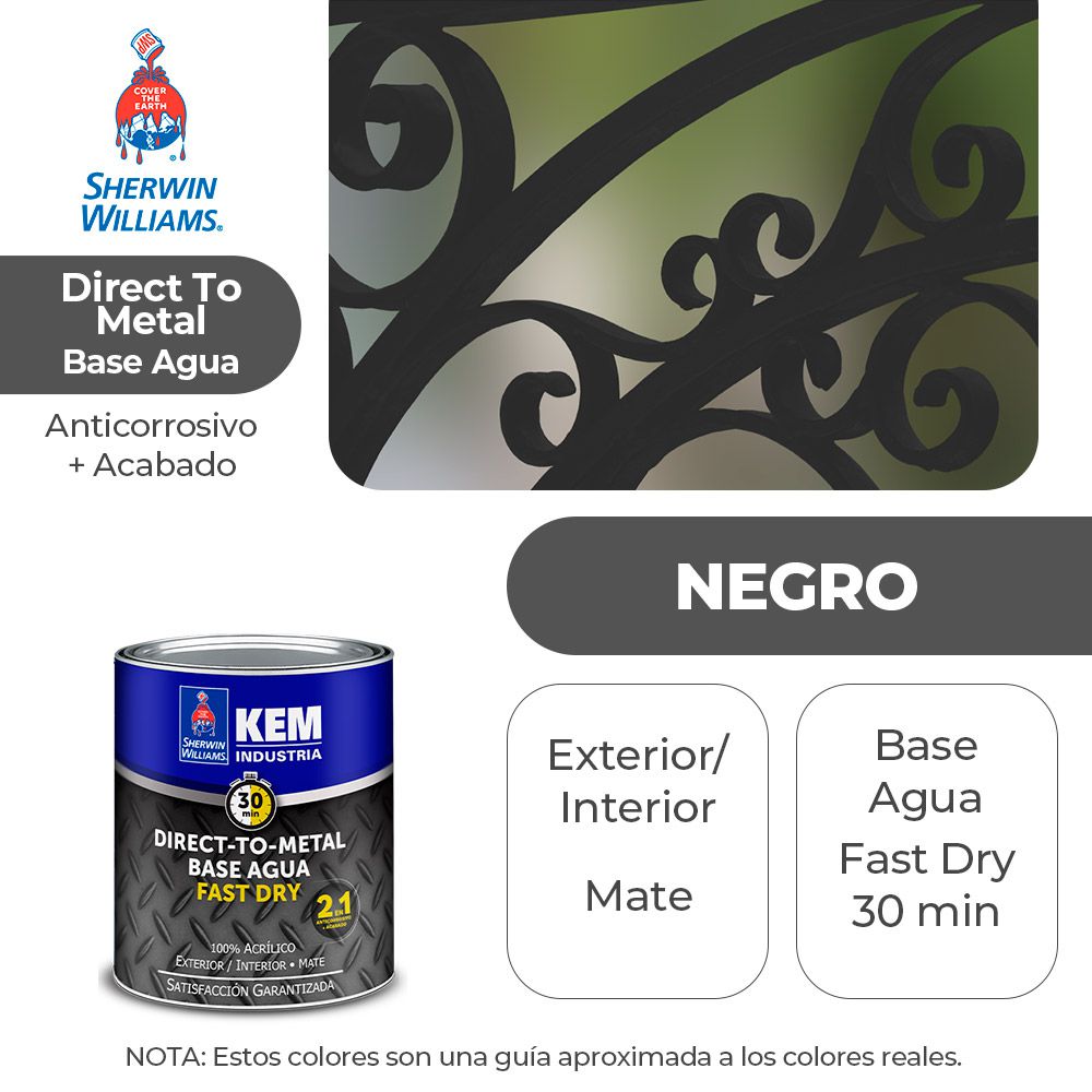 ANTICORROSIVO KEM BASE AGUA NEGRO MATE (DTM) 1/4 SHERWIN B66BSA2-1/4