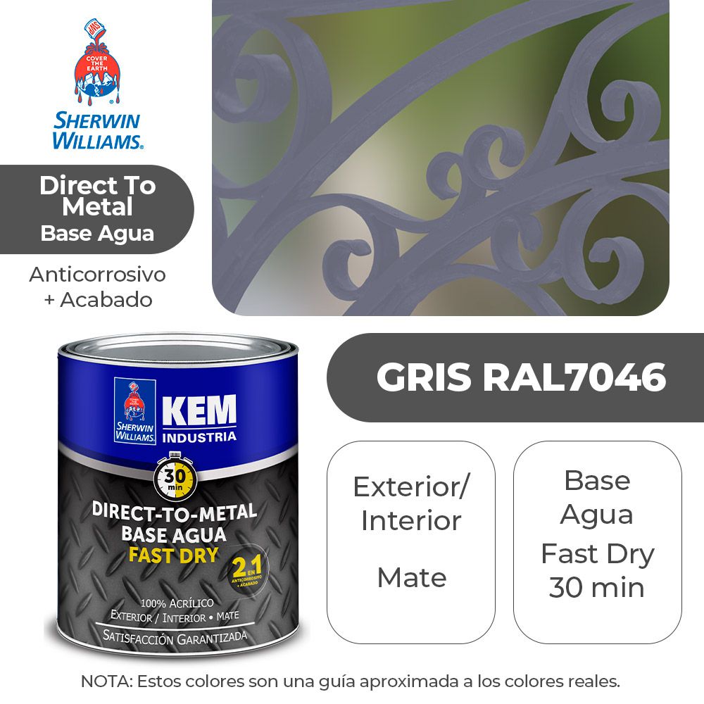 ANTICORROSIVO KEM BASE AGUA GRIS 7046 MATE (DTM) GALON SHERWIN B66ASA6-1