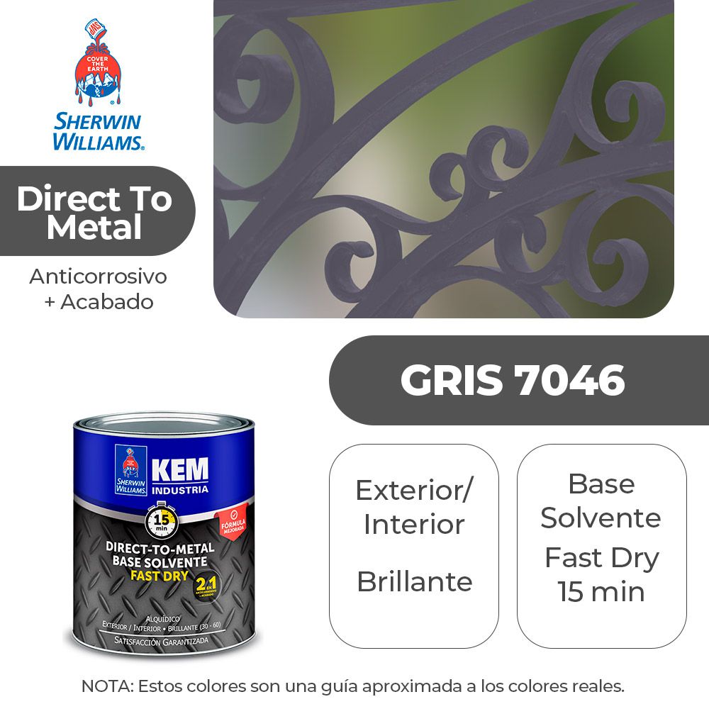 ANTICORROSIVO KEM BASE SOLV. BRILLO GRIS RAL 7046 (DTM) 1/4 SHERWIN E67ASA1-1/4