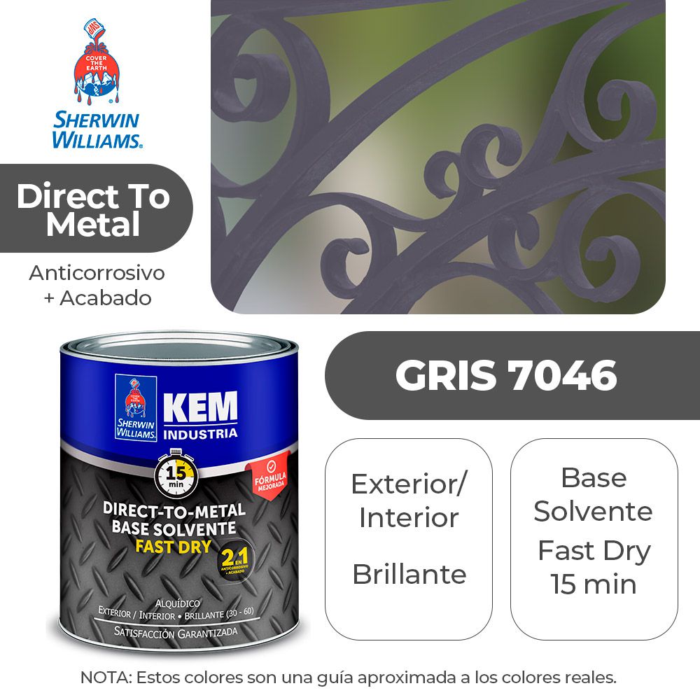 ANTICORROSIVO KEM BASE SOLV. BRILLO GRIS RAL 7046 (DTM) GALON SHERWIN E67ASA1-1