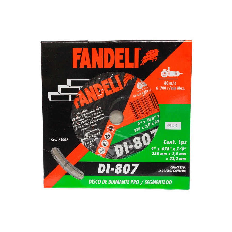 DISCO DIAMANTE FANDELI 9 PULG SEGMENTADO (SECO) 74007