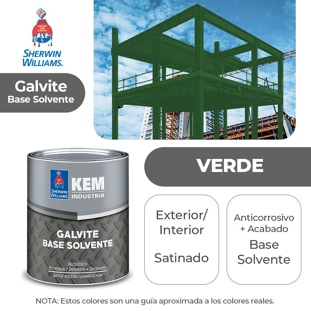 PINTURA GALVITE BASE SOLV. PARA METAL SATIN VERDE GALON SHERWIN A68GSA1-1