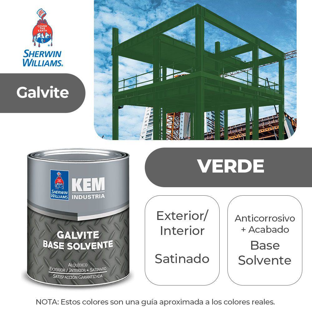 PINTURA GALVITE BASE SOLV. PARA METAL SATIN VERDE GALON SHERWIN A68GSA1-1