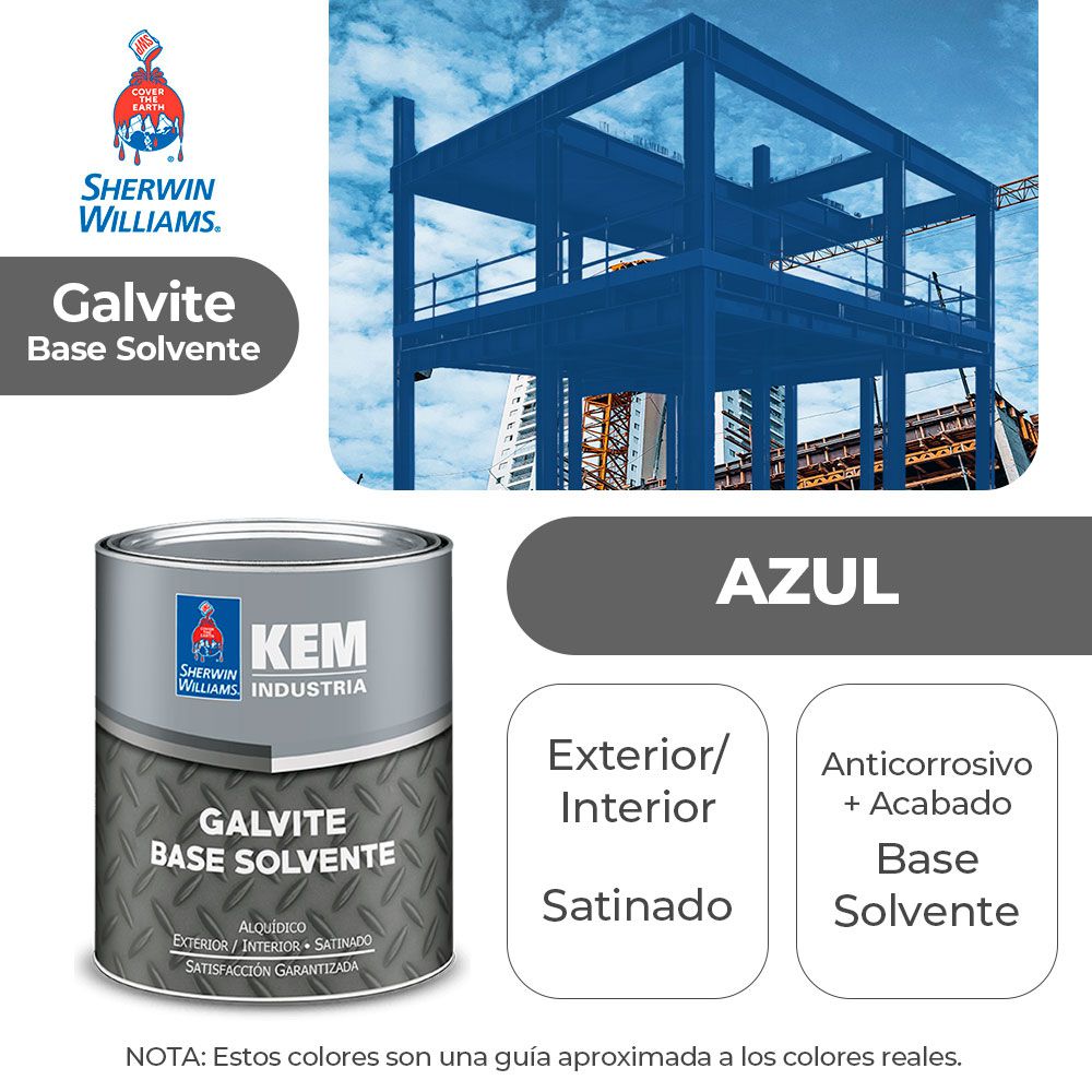 PINTURA GALVITE BASE SOLV. PARA METAL SATIN AZUL GALON SHERWIN A68LSA3-1