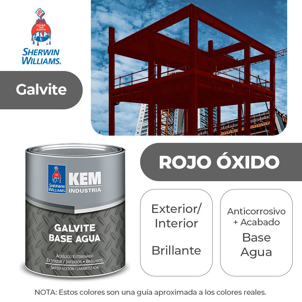 PINTURA GALVITE BASE AGUA PARA METAL BRILLANTE ROJO OXIDO GALON SHERWIN B50RSA3-1
