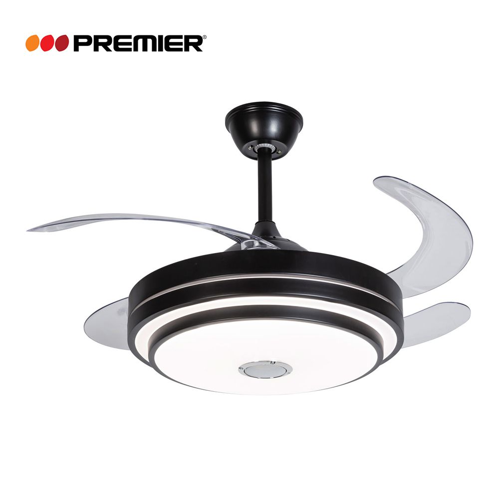 VENTILADOR TECHO ASPA RETRACTIL BOCINA NEGRO 20 PULG AB-9396CF(B)