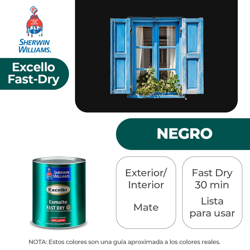 EXCELLO INT. Y EXT. MATE ESMALTE NEGRO 1/4 SHERWIN B4BSA3-1/4