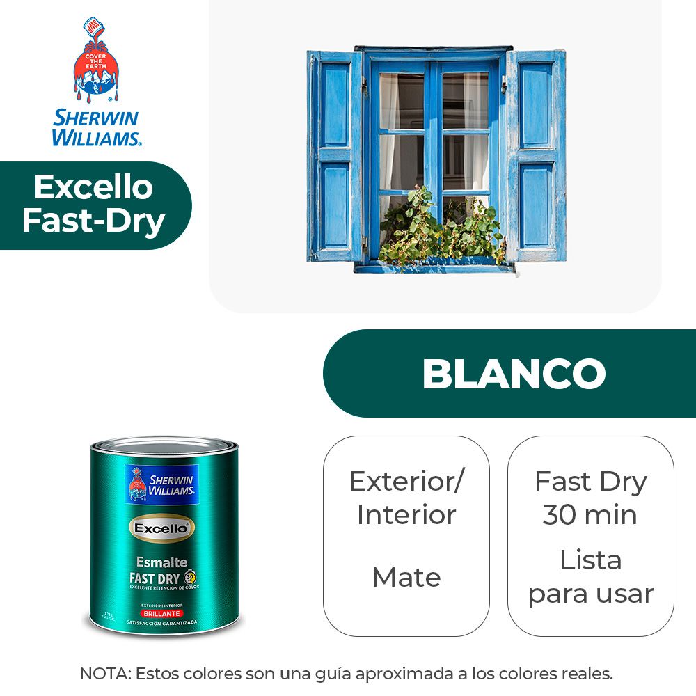 EXCELLO INT. Y EXT. MATE ESMALTE BLANCO 1/4 SHERWIN B4WSA7-1/4