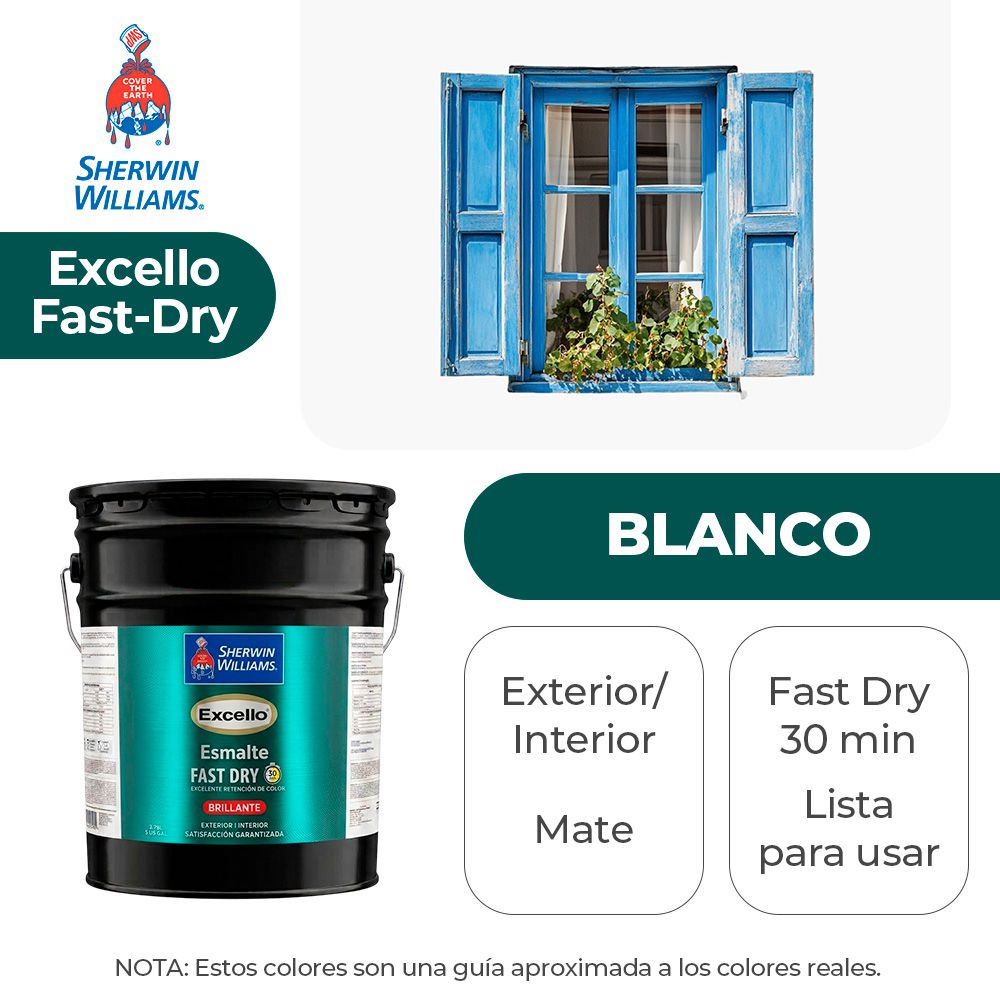 EXCELLO INT. Y EXT. MATE ESMALTE BLANCO CUBETA SHERWIN B4WSA7-5