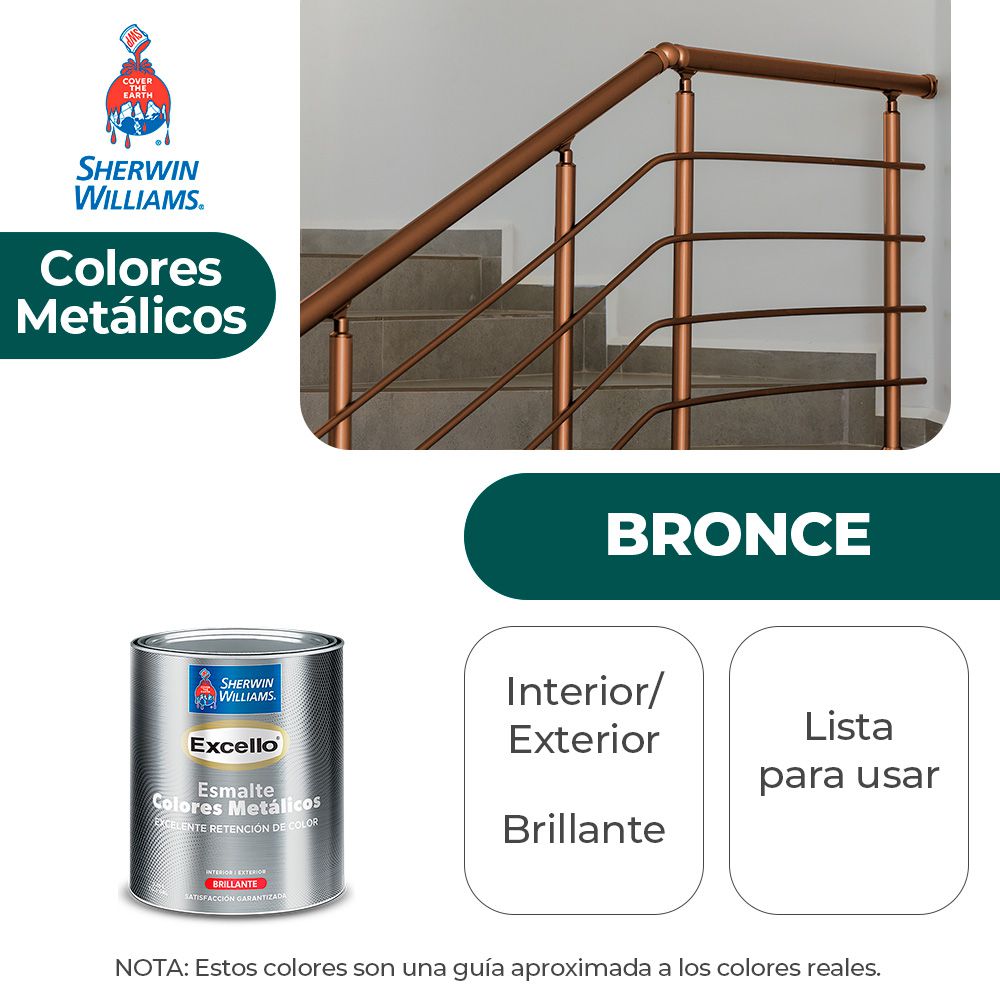 EXCELLO INT. Y EXT. ESMALTE METÁLICO BRONCE 1/4 SHERWIN B4SSA4-1/4