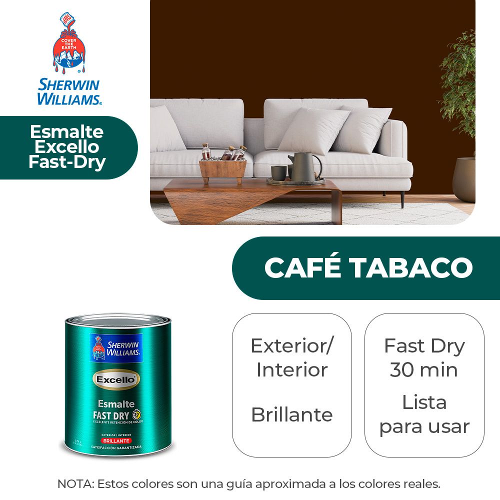 EXCELLO INT. Y EXT. BRILLO ESMALTE CAFE TABACO 1/4 SHERWIN B4NSA8-1/4