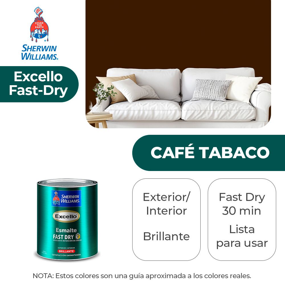 EXCELLO INT. Y EXT. BRILLO ESMALTE CAFE TABACO 1/4 SHERWIN B4NSA8-1/4