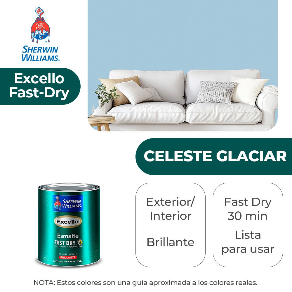 EXCELLO INT. Y EXT. BRILLO ESMALTE CELESTE GLACIAR 1/4 SHERWIN B4LSA15-1/4