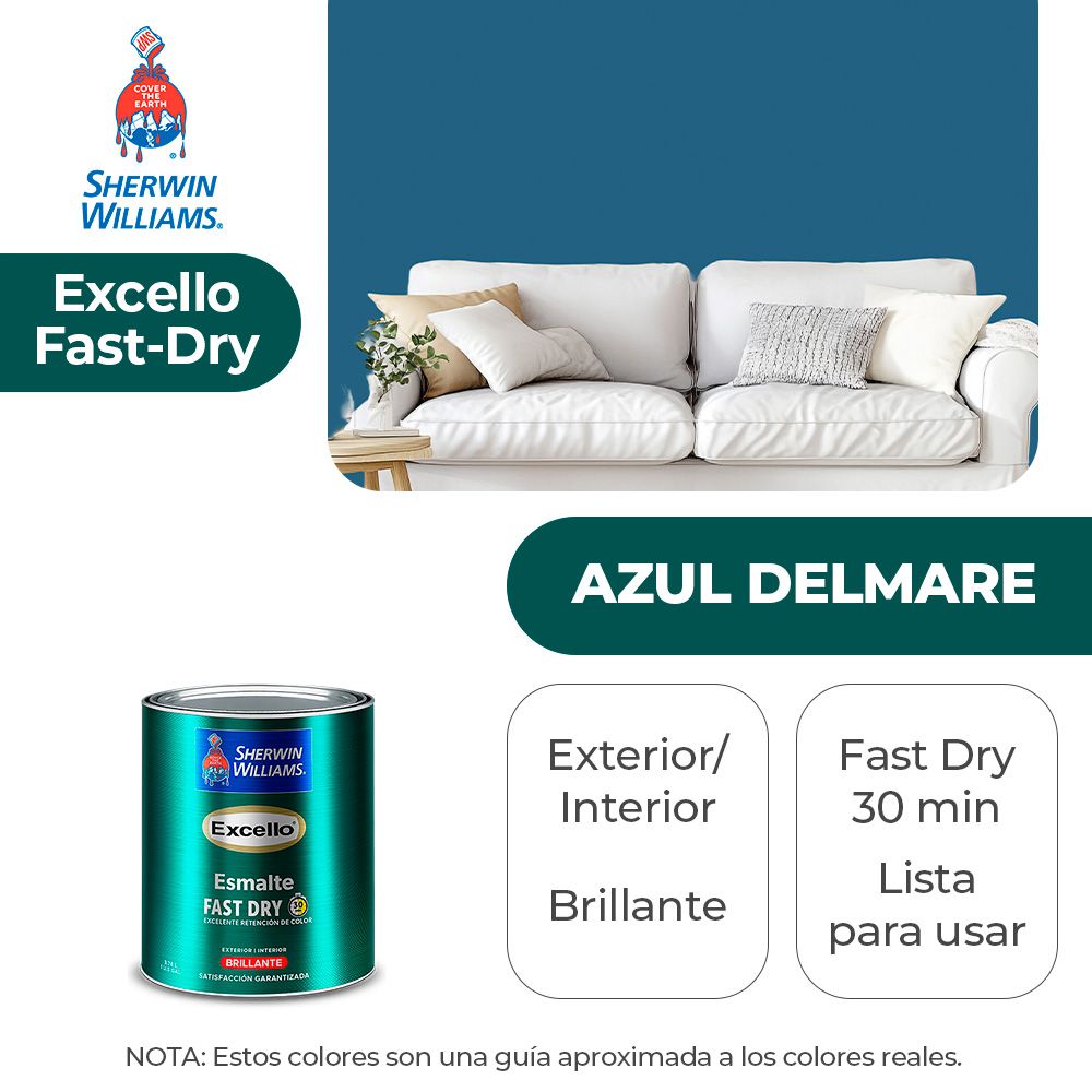 EXCELLO INT. Y EXT. BRILLO ESMALTE AZUL DELMARE 1/4 SHERWIN B4LSA13-1/4