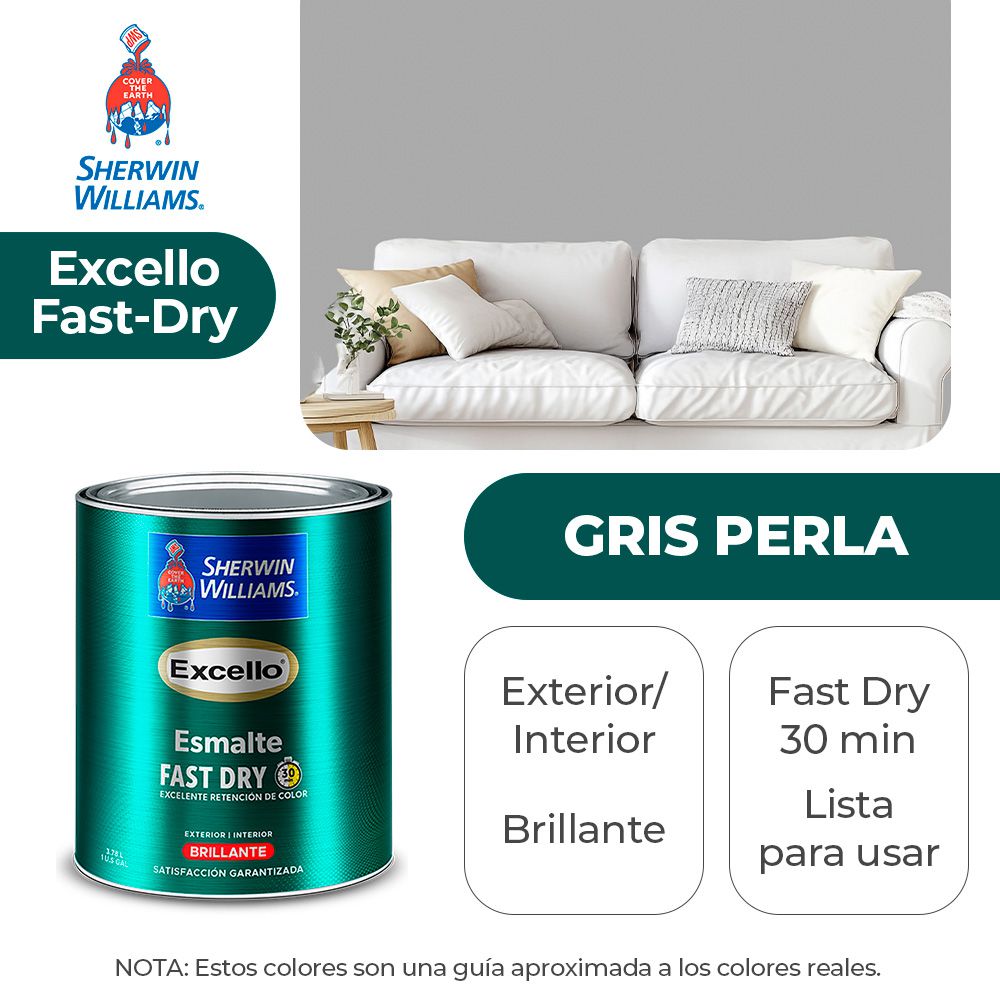 EXCELLO INT. Y EXT. BRILLO ESMALTE GRIS PERLA GALON SHERWIN B4A43-1