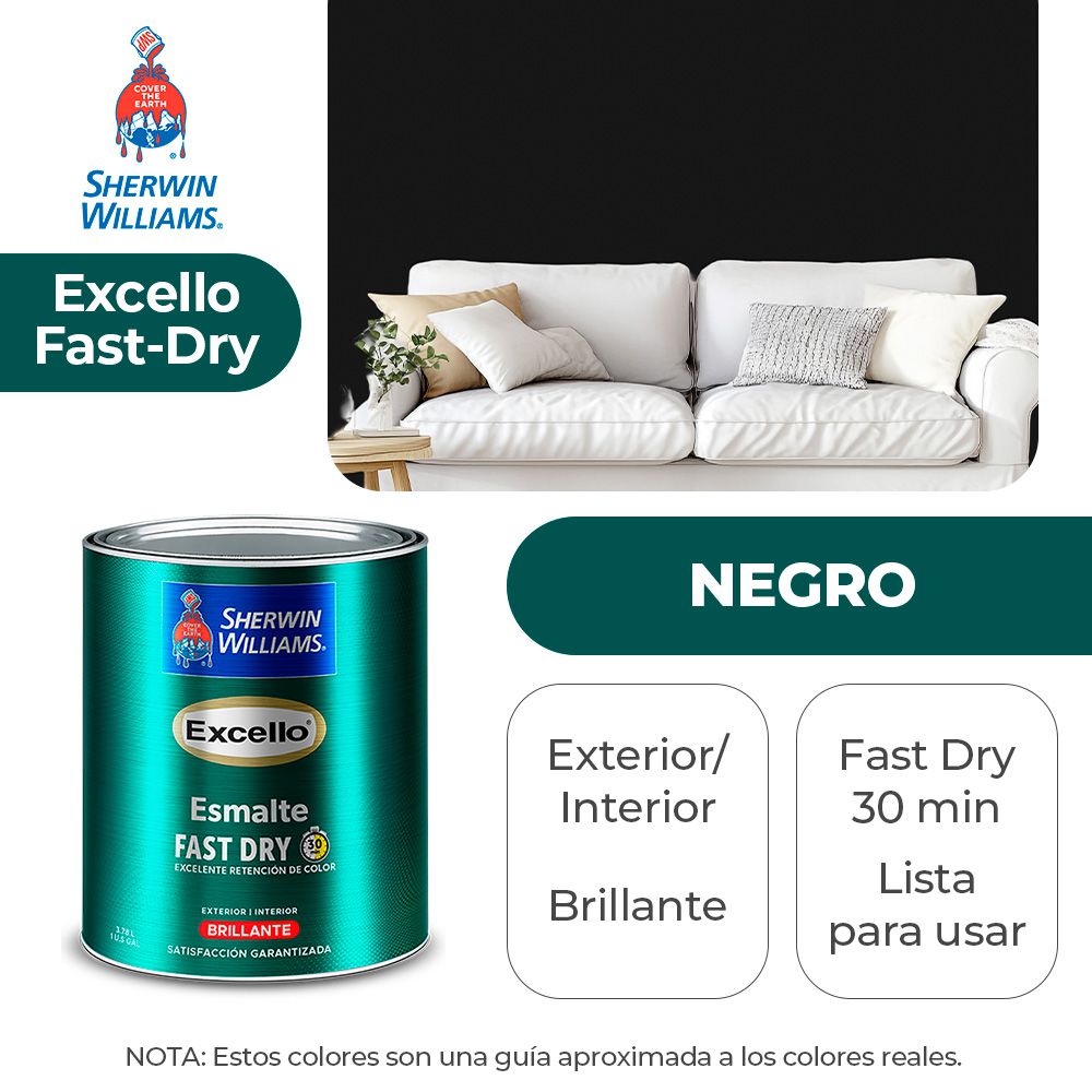 EXCELLO INT. Y EXT. BRILLO ESMALTE NEGRO GALON SHERWIN B4BSA1-1