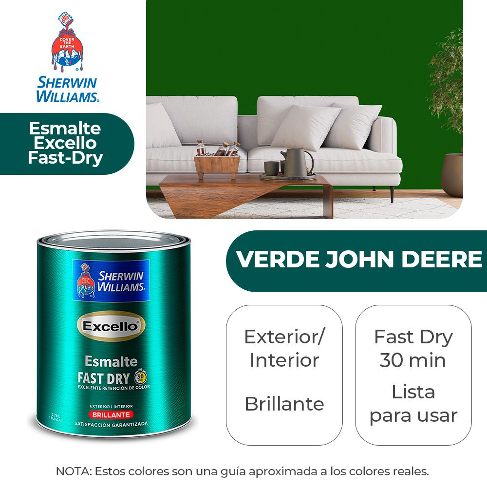 EXCELLO INT. Y EXT. BRILLO ESMALTE VERDE JOHN DEERE GALON SHERWIN B4GSA23-1