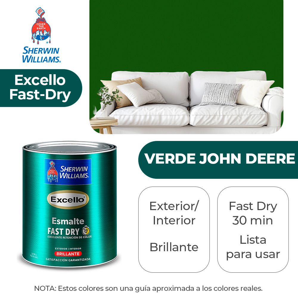 EXCELLO INT. Y EXT. BRILLO ESMALTE VERDE JOHN DEERE GALON SHERWIN B4GSA23-1