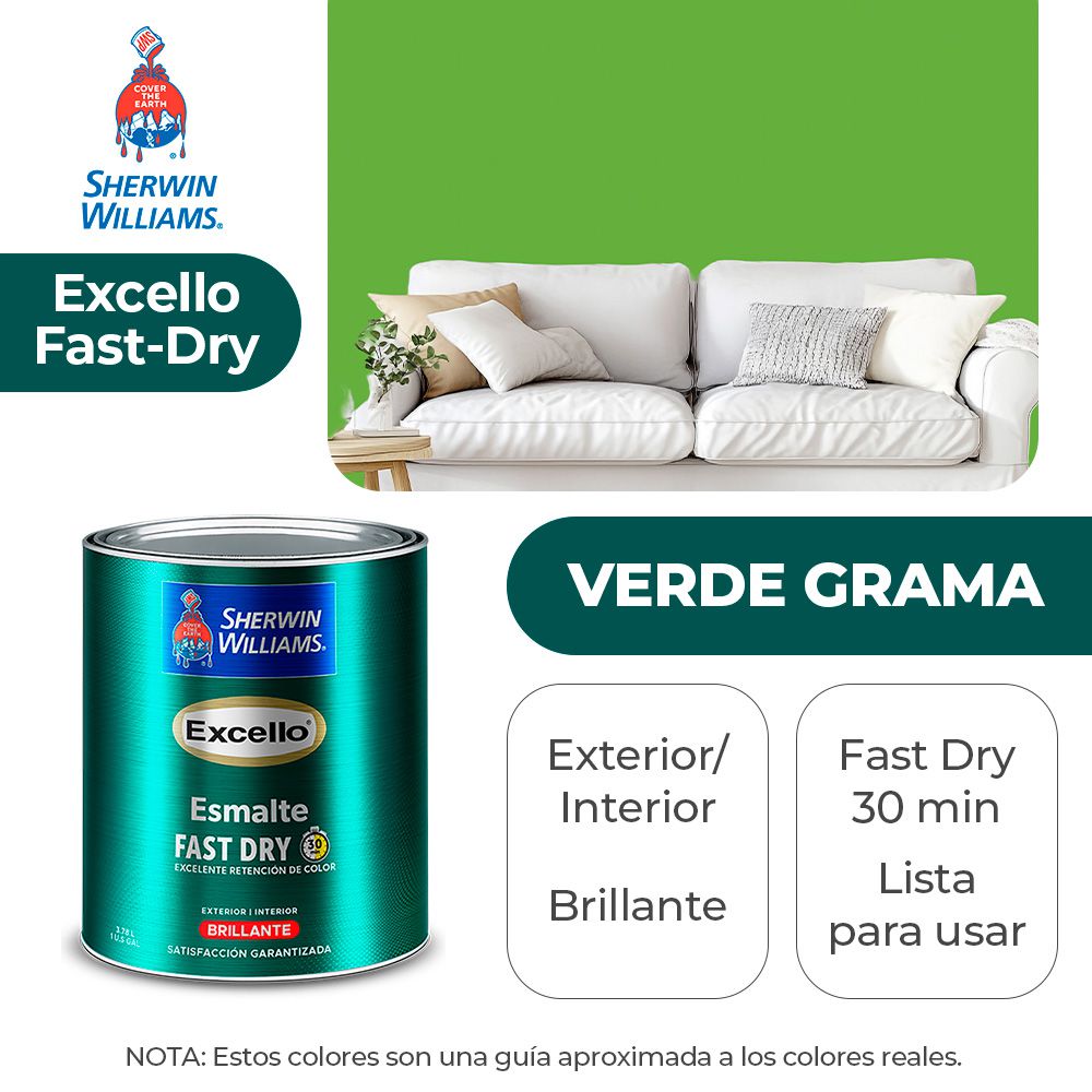 EXCELLO INT. Y EXT. BRILLO ESMALTE VERDE GRAMA GALON SHERWIN B4GSA24-1